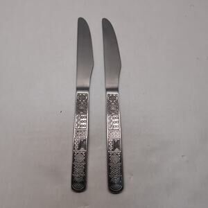 Set of 2 Cambridge Aztec Stainless Flatware Dinner Knife Silverware